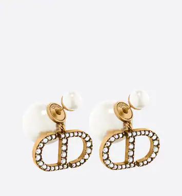 Antique Gold-Finish Metal with White Resin Pearls and White Crystals | Dior Beauty (US)