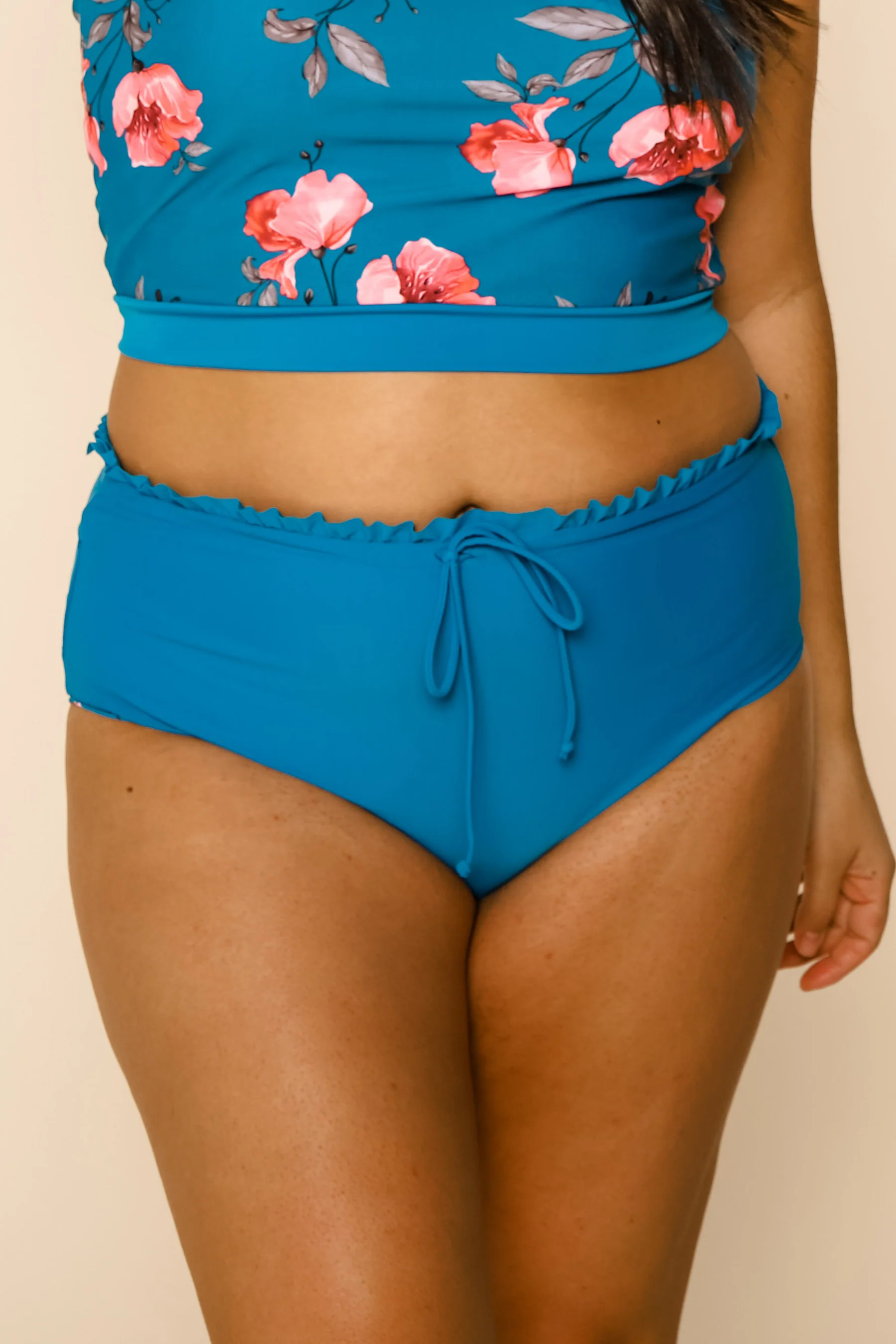 Lush Reversible Bottoms | Blue/Blue Floral | Coral Reef Swim
