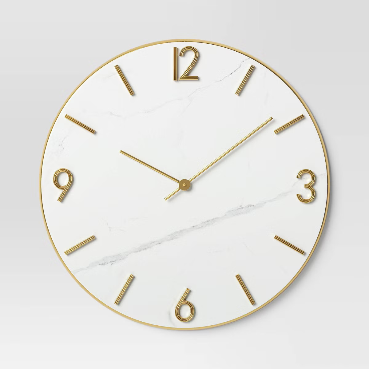 26" Faux Marble Finished in Polished Brass Wall Clock White - Threshold™: Elegant Timepiece for... | Target