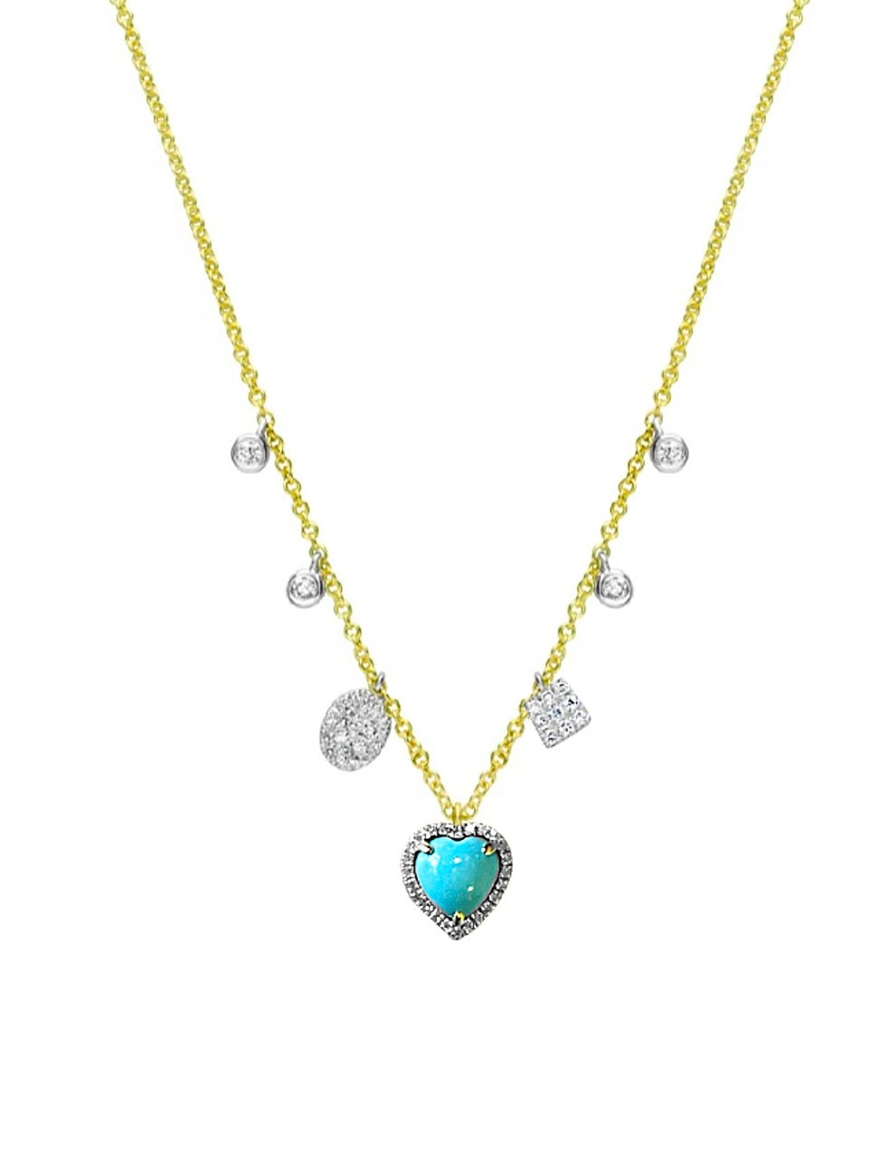 Women's 14K Gold, Diamond & Turquoise Heart Necklace - Yellow Gold - Yellow Gold | Saks Fifth Avenue
