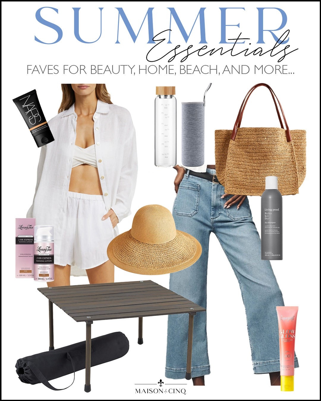 13 of our favorite summer essentials - from our favorite hat, to a self tanner we love, to the best portable table - these are some of our favorites that get us through the season!

Summer faves, cover up, swimwear, wide leg jeans, straw bag, beauty, skincare, sunscreen, sun hat 

#LTKSeasonal #LTKOver40 #LTKFindsUnder50