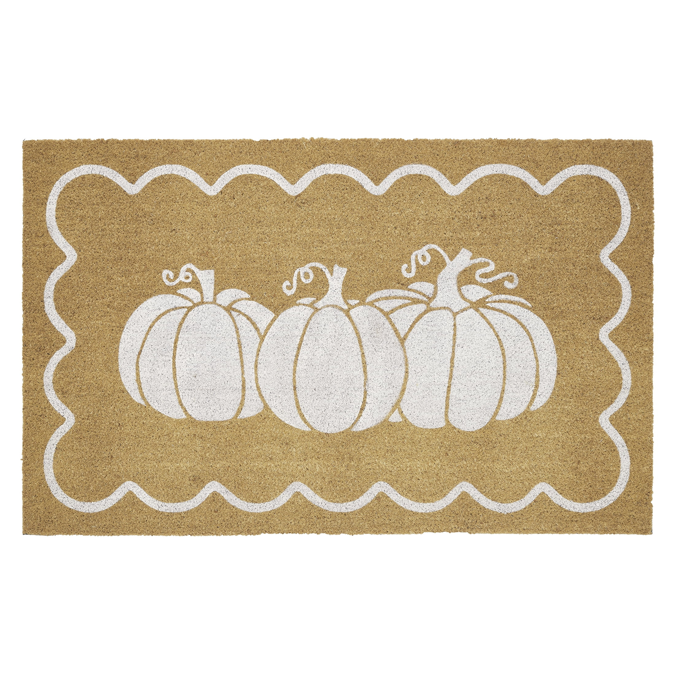 My Texas House Natural/White Pumpkin Scallop Outdoor Coir Doormat, 30" x 48" | Walmart (US)