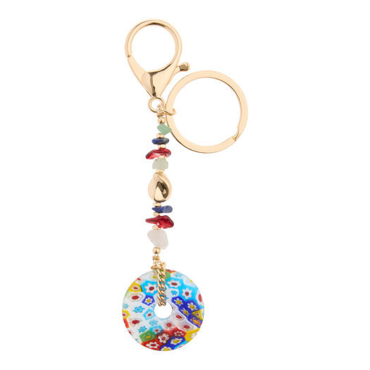 Gold Multicolor Floral and Semiprecious Stone Bag Charm by World Market | World Market
