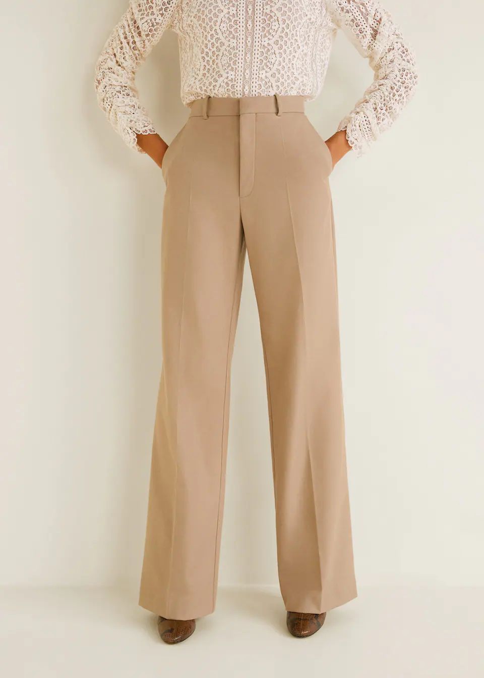 High-waist straight trousers - Women | MANGO (US)