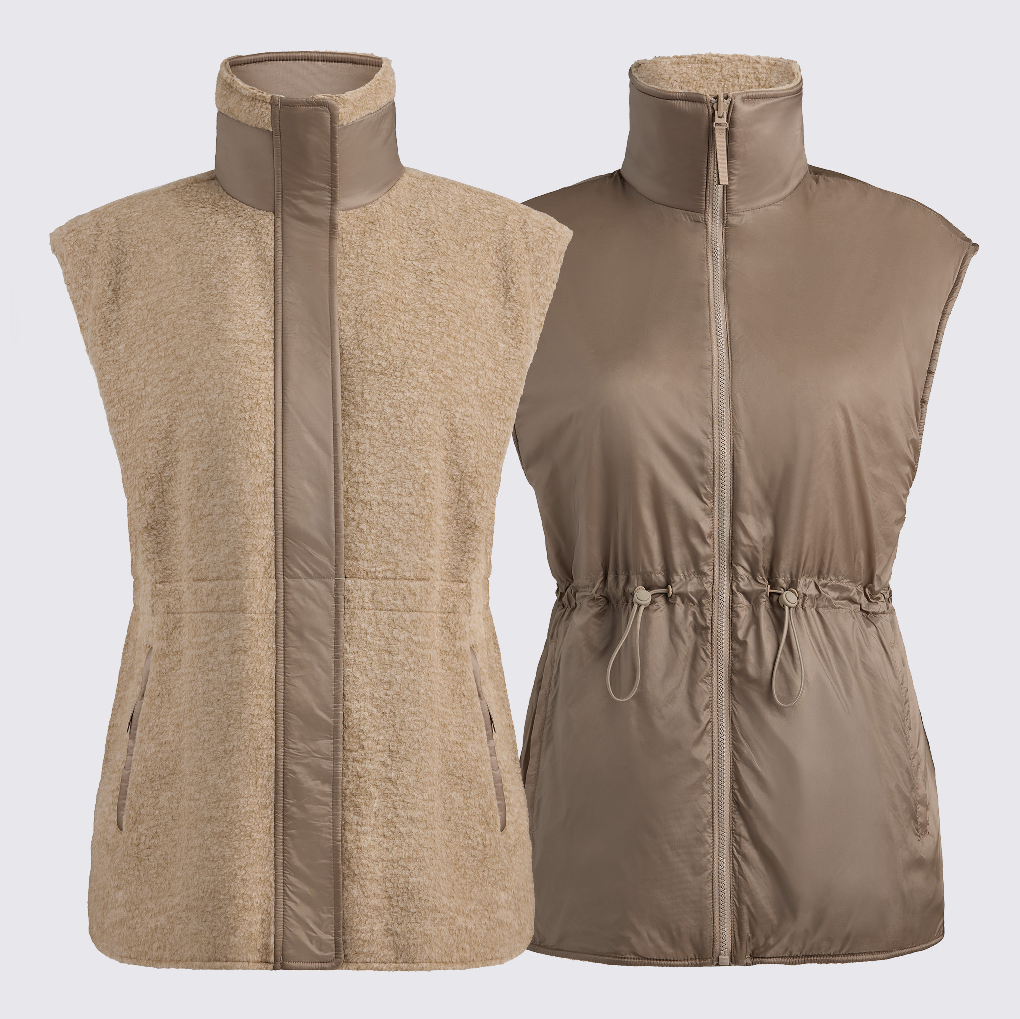 G/FORE Women's Reversible Fleece & Nylon Hybrid Vest | Color: Mocha Melange / Mocha | Size: M | G-Fore