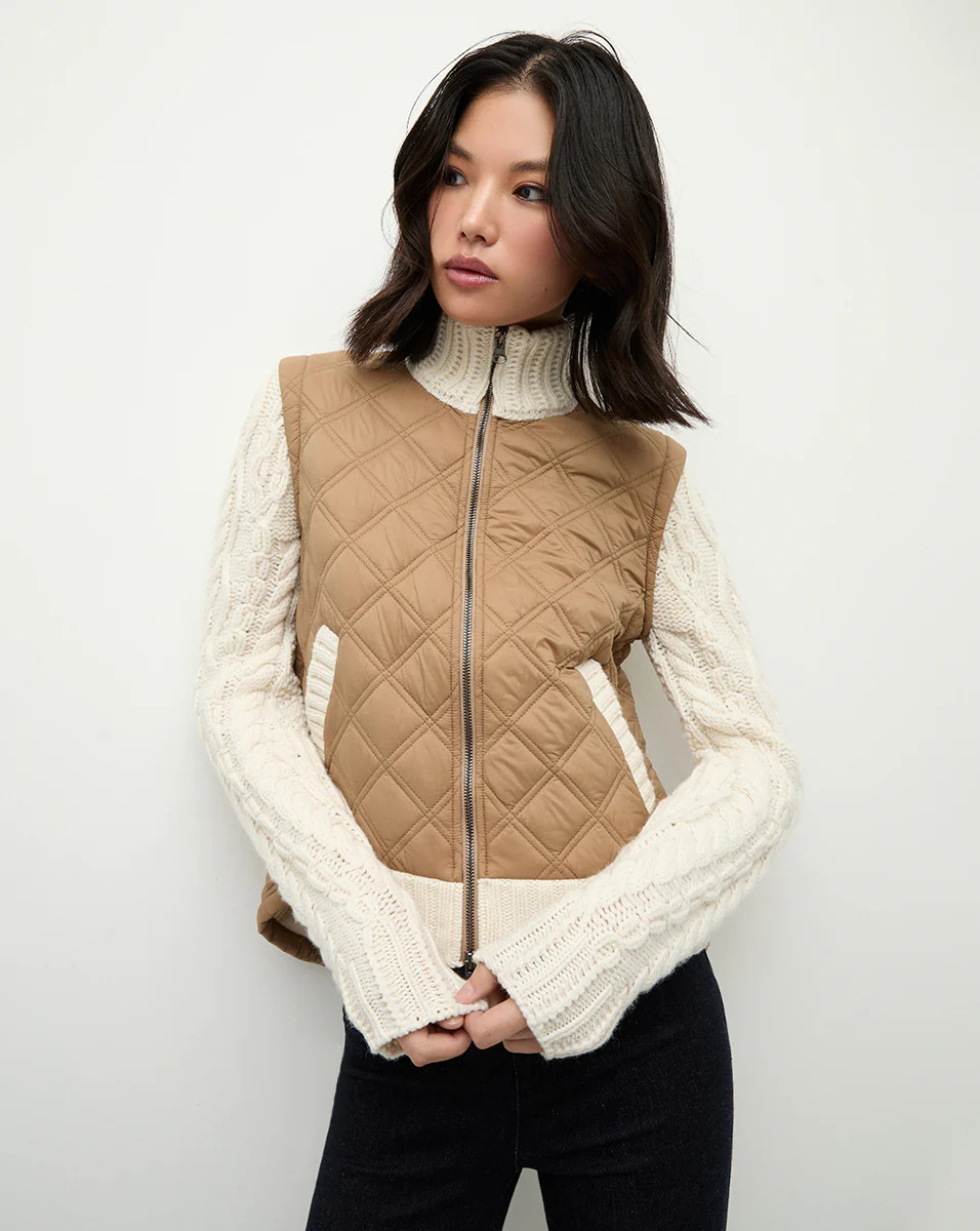 Veronica Beard Patra Mixed-Media Jacket Russet Ivory | Veronica Beard