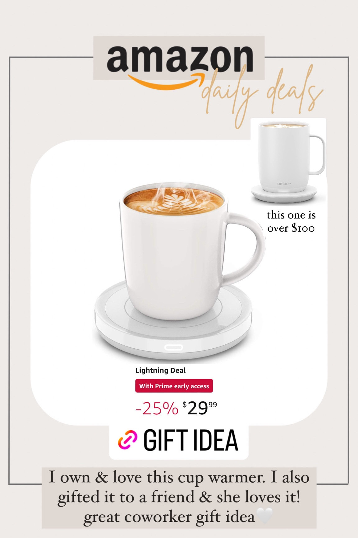 Amazon Cup Warmer for Less!
This coffee or tea cup warmer is way less than the very popular Ember cup. I have and love this cup warmer. Makes a great coworker or boss gift idea!

#LTKHoliday #LTKfindsunder50 #LTKGiftGuide