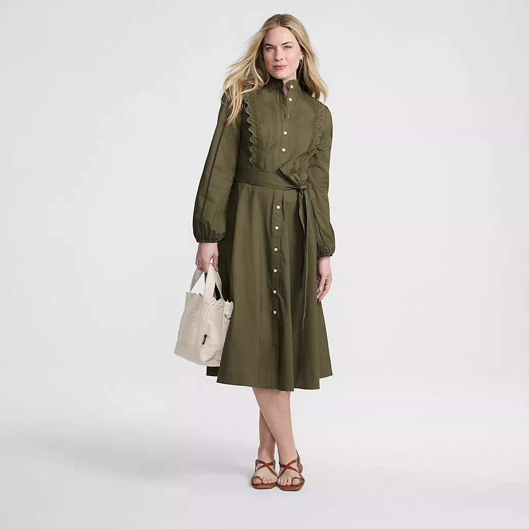 Women's Perfect Button Front Shirt Dress | Lands' End (US)