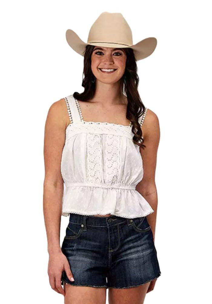 ROPER Womens 2015 Swiss Dot White 100% Cotton S/L Tank Top XL | Amazon (US)