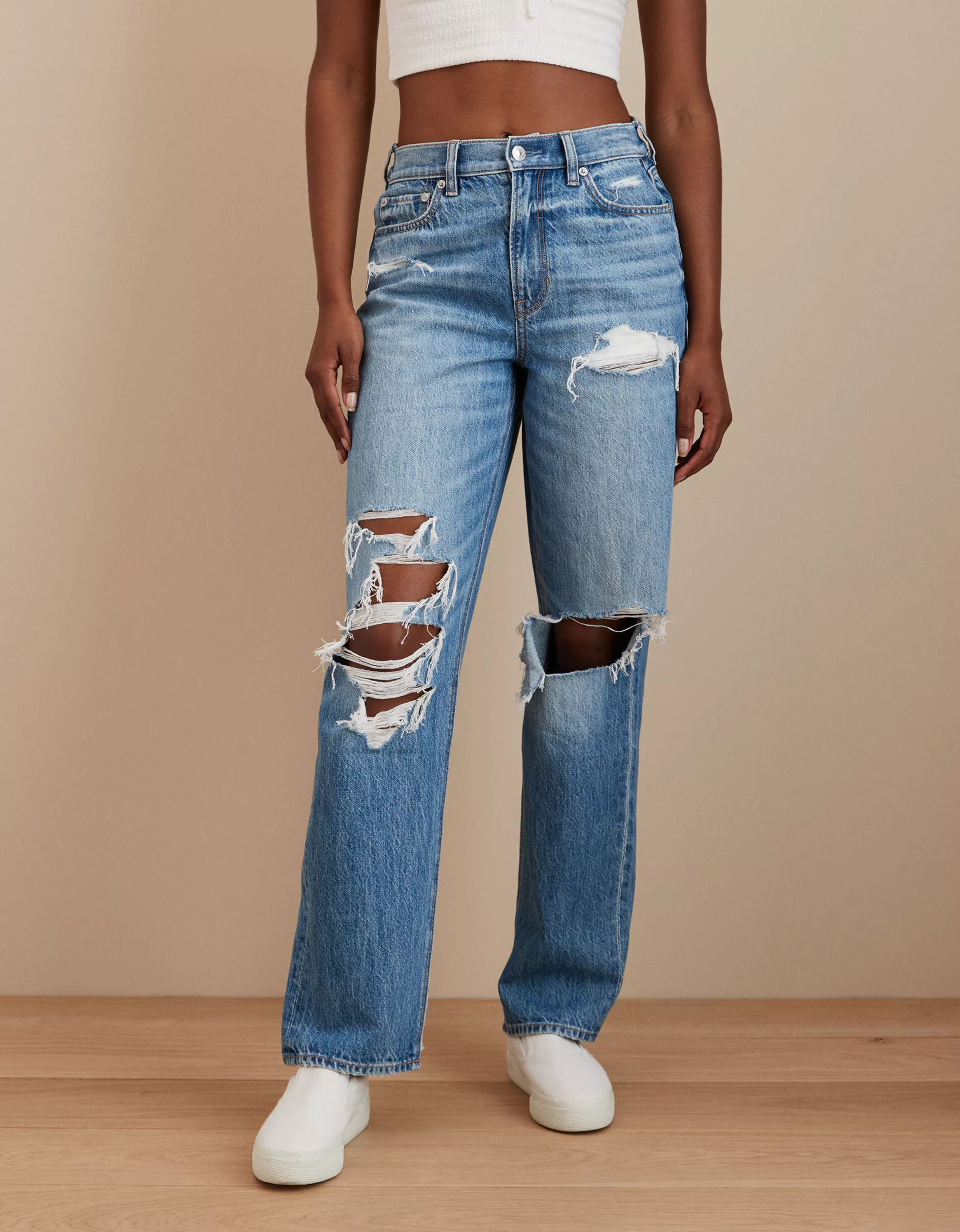 AE Super High-Waisted Baggy Straight Jean | American Eagle Outfitters (US & CA)