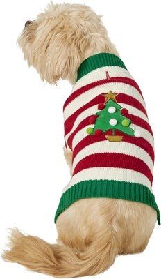 Frisco Striped Christmas Tree Dog & Cat Christmas Sweater, Medium | Chewy.com