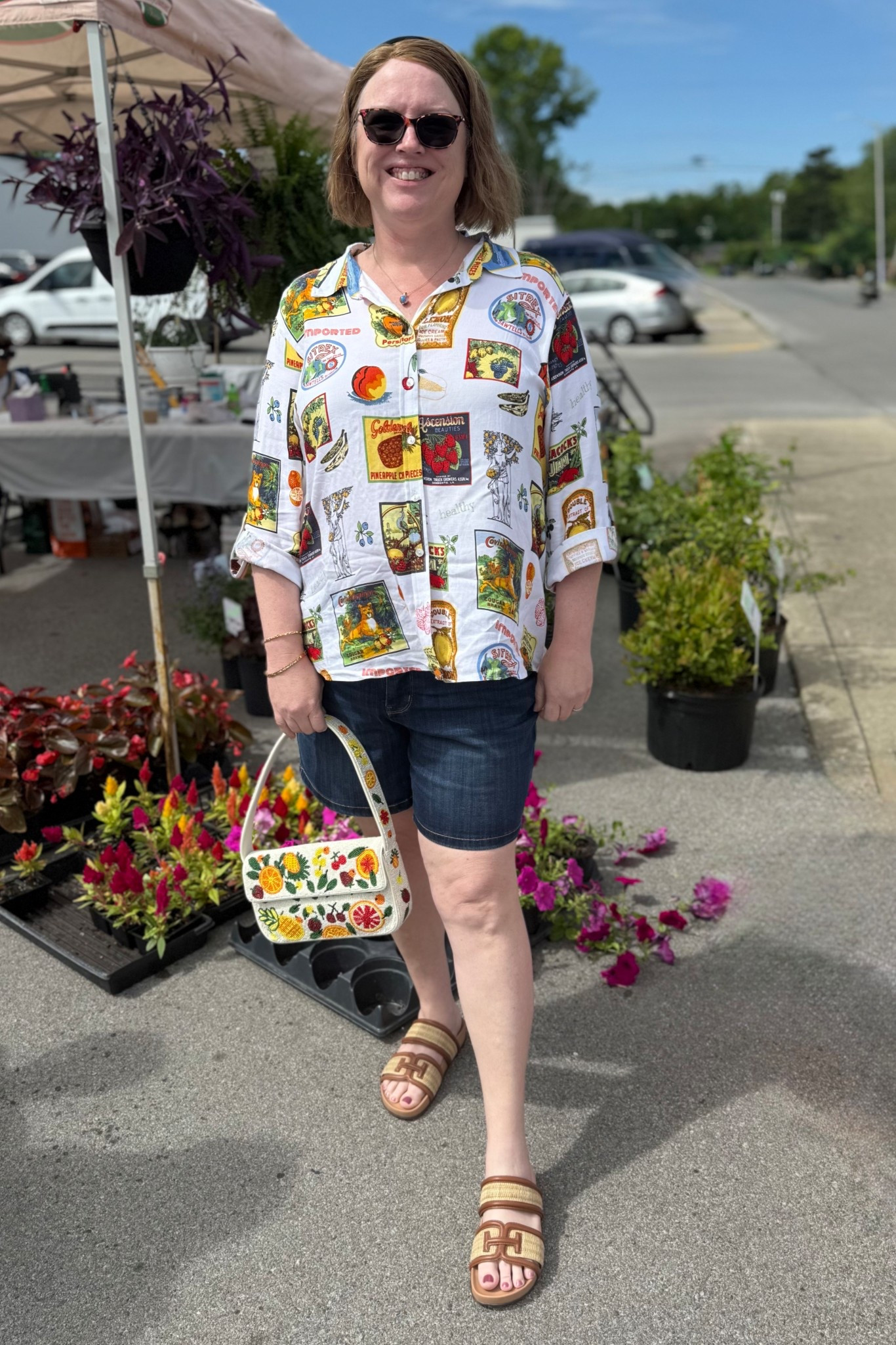 It’s farmer’s market season here in Kentucky! I felt it the perfect time to trot out my new beaded bag for the shopping trip. I love the size and the fun design…the perfect summer purse. #summeroutfit 

#LTKPlusSize #LTKOver40 #LTKItBag
