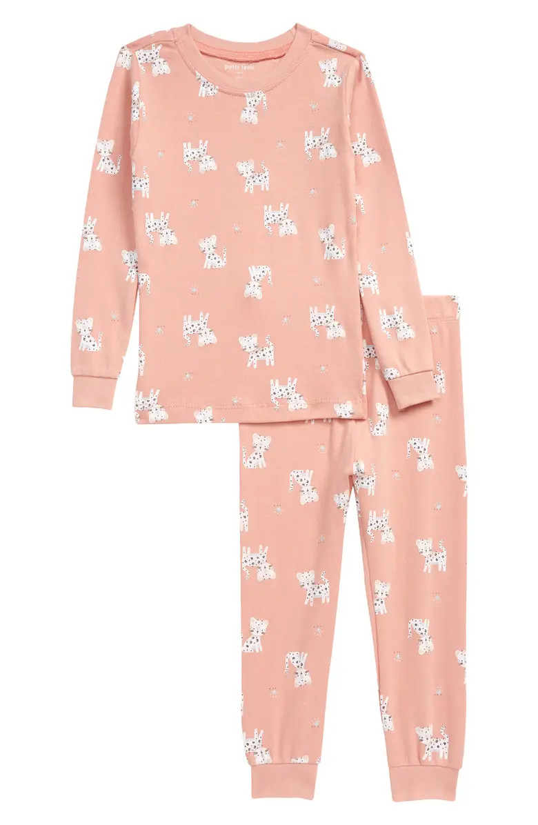 Petit Lem Cat Print Fitted Two-Piece Pajamas | Nordstrom | Nordstrom