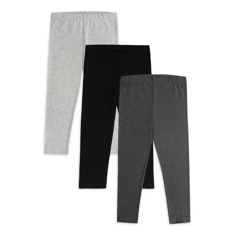 Wonder Nation Toddler Girl's Full-Length Knit Leggings, 3-Pack, Sizes 2T-5T | Walmart (US)
