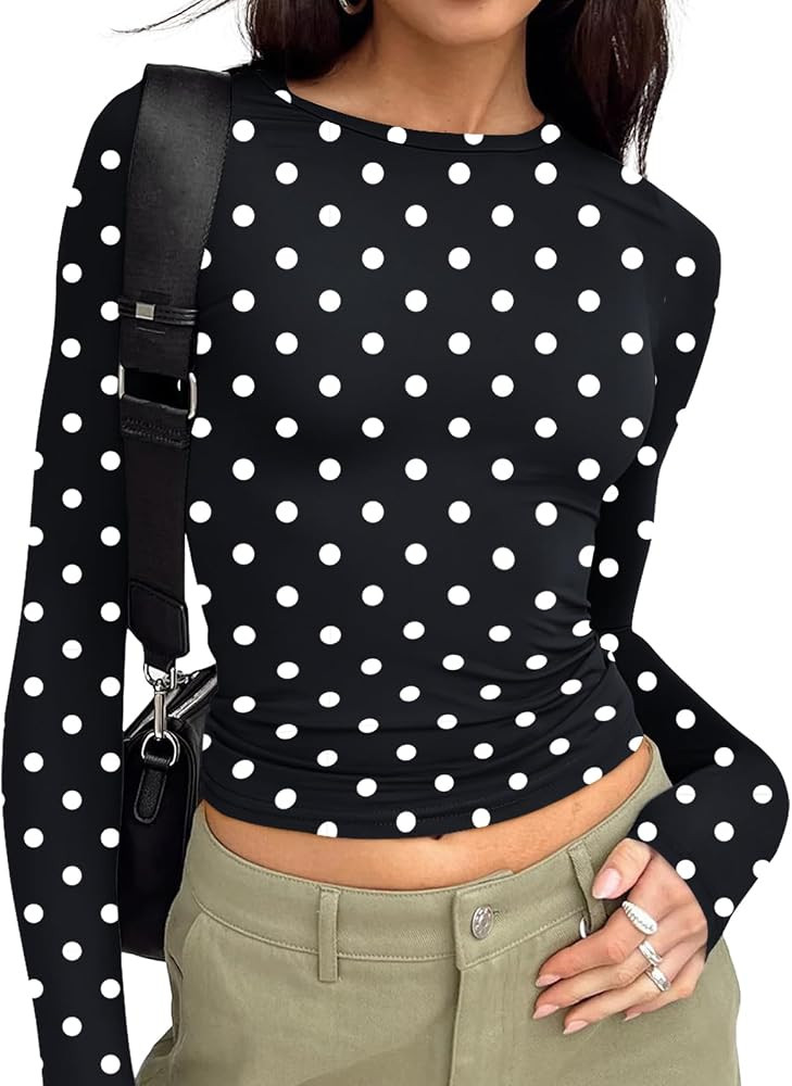 Trendy Queen Womens Long Sleeve T Shirts Fall Fashion 2026 Basic Crop Tops Going Out Outfits Y2k ... | Amazon (US)
