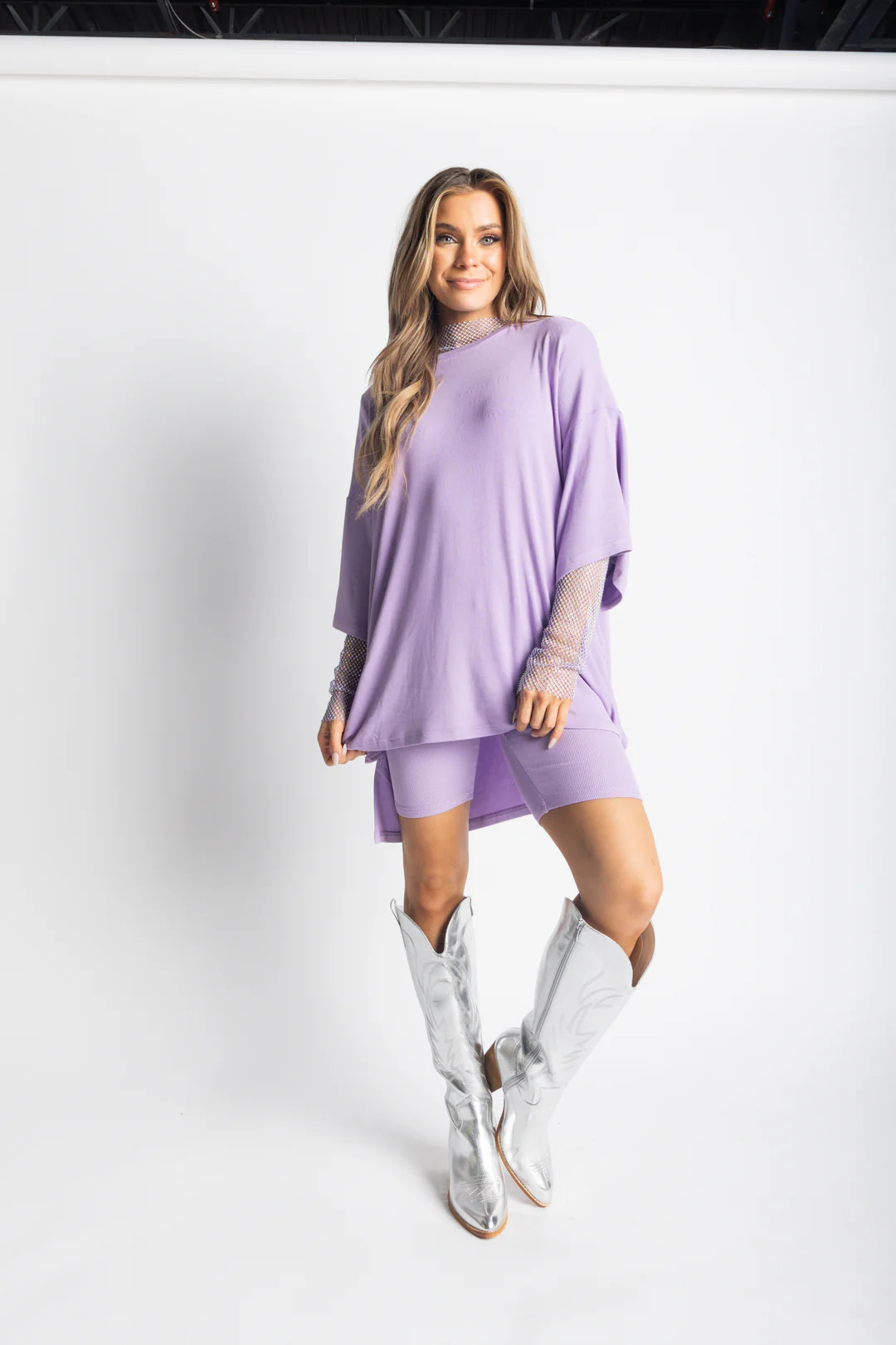 Day Dreamer Ribbed Biker Set [S-3X] - Lavender | WKNDchasers