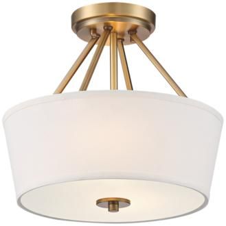 Stiffel 13" Wide Conner Warm Brass Drum Ceiling Light (86W72) | LampsPlus.com
