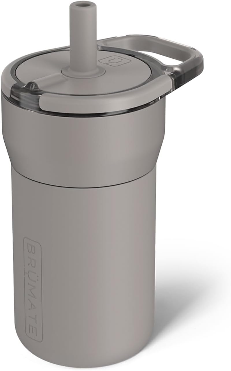 BrüMate Leap 12oz 100% Leakproof Kids Tumbler with Handle and Silicone Soft Straw | Drop Resistant Silicone Sleeve | For Kids 4+ | Insulated Stainless Steel | Cup Holder Friendly | 12oz (Mocha) | Amazon (US)