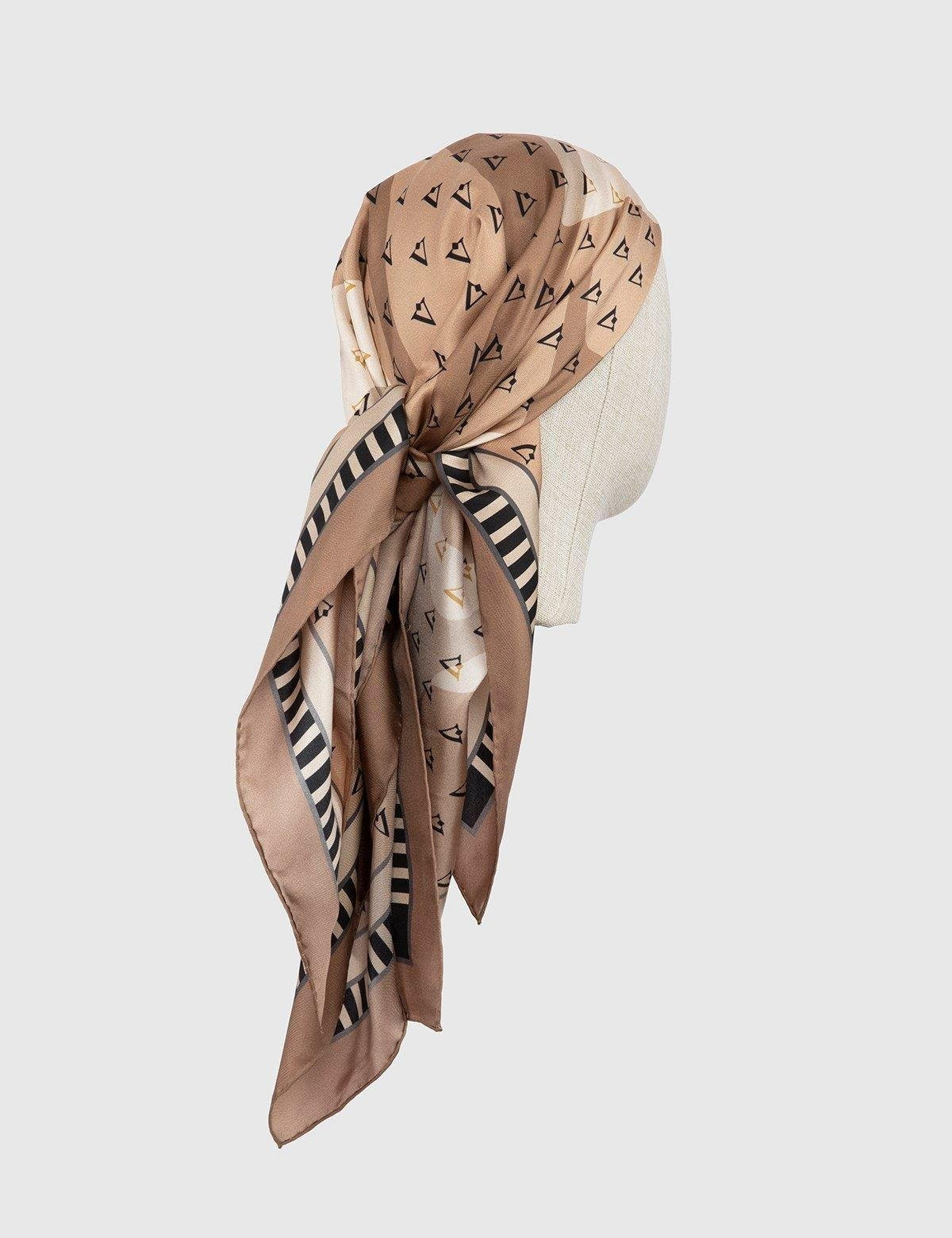 Hjo Brown Beige Cream Silk Twill Women's Scarf | ILVI