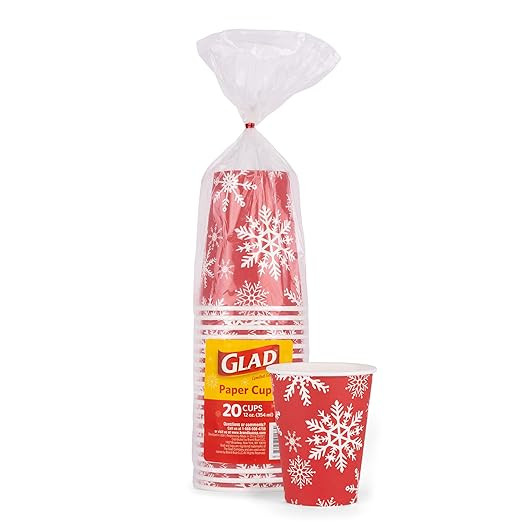 Glad Everyday Disposable Paper Cups, Holiday Red Snowflake Design - Heavy Duty Drinking Cup for A... | Amazon (US)