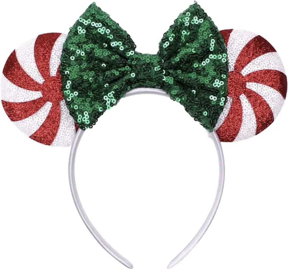CLGIFT Minnie ears: Red peppermint, Silver gold blue, Rainbow Sparkle, Red Sequin (Christmas Cand... | Amazon (US)