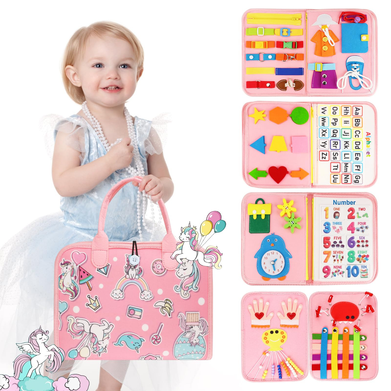 Montessori Busy Board & Busy Book for Toddler 1-3 2-4 – Educational Toys for 1 Year Old Girls, ... | Amazon (US)