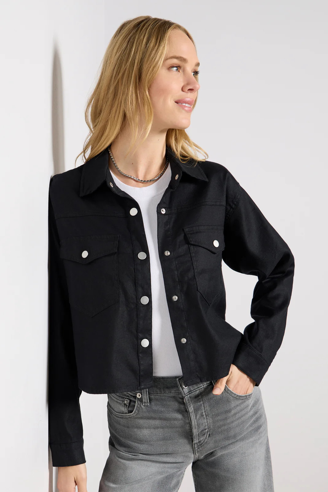 Frankie Stretch Linen Shacket | Evereve