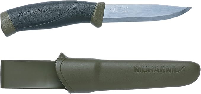 Morakniv Companion Carbon Steel Fixed-Blade Knife with Sheath, 4.1 Inch, Military Green | Amazon (US)