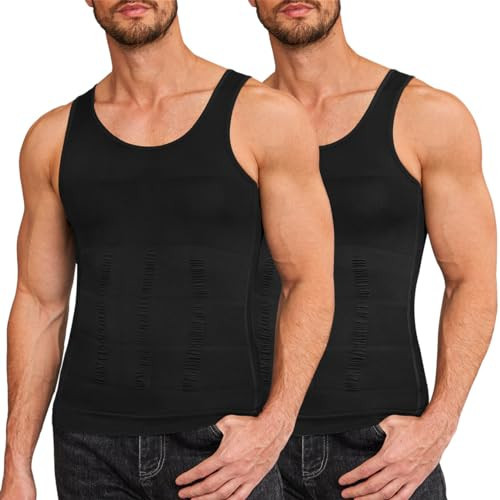 COOFANDY Mens Compression Shirt Pack of 2 Slimming Undershirt Sleeveless Tank Top | Amazon (US)