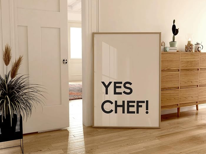 Yes Chef Print, Aesthetic Kitchen Decor, Modern Kitchen Poster Art Cute Cooking Art Funky Food Pr... | Amazon (US)