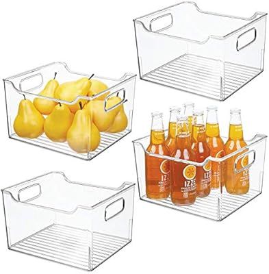 mDesign Plastic Kitchen Pantry Cabinet, Refrigerator or Freezer Food Storage Bin with Handles - O... | Amazon (US)