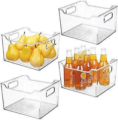 mDesign Plastic Kitchen Pantry Cabinet, Refrigerator or Freezer Food Storage Bin with Handles - O... | Amazon (US)