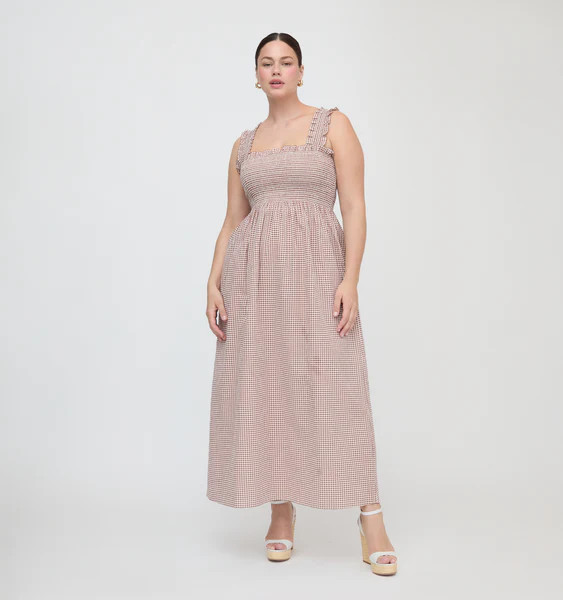 The Ashlyn Nap Dress - Cognac Gingham | Hill House Home US
