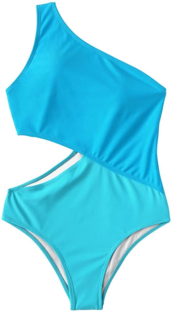 SweatyRocks Women's Bathing Suits One Shoulder Cutout One Piece Swimsuit Swimwear Monokini | Amazon (US)