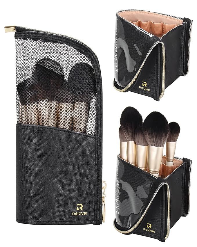 Amazon.com : Makeup Brush Organzier Bag,High Capacity Portable Stand-Up Makeup Brush Holder,Profe... | Amazon (US)