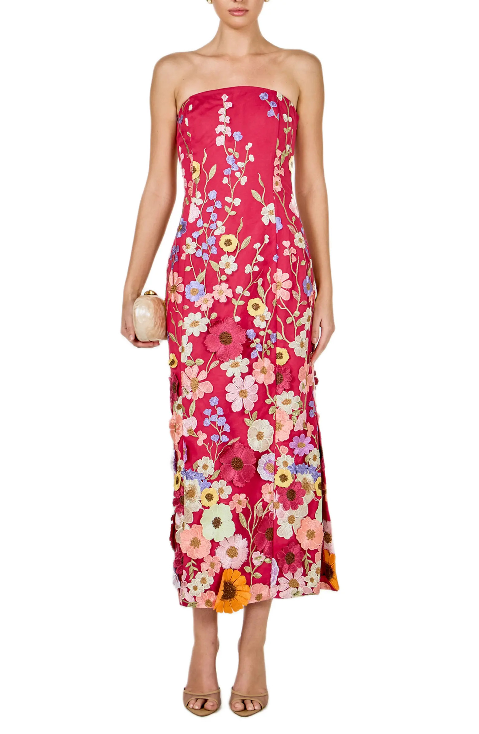 Endless Rose Floral Embroidered Strapless Maxi Dress | Nordstrom | Nordstrom