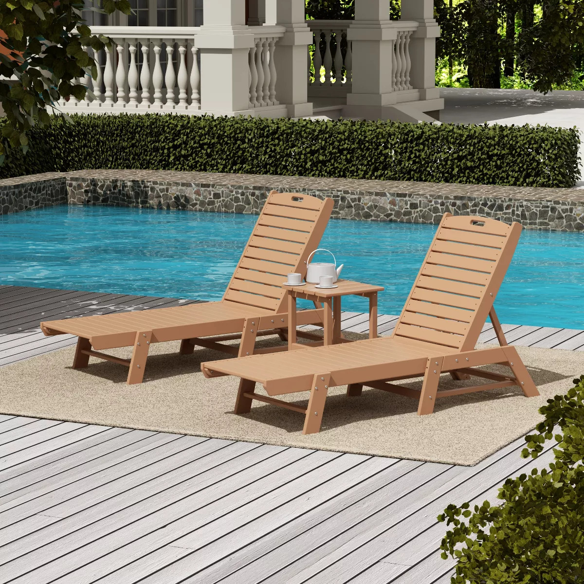 WestinTrends 3 Pieces Poly Outdoor Patio Chaise Lounge Chair with Side Table Set | Target