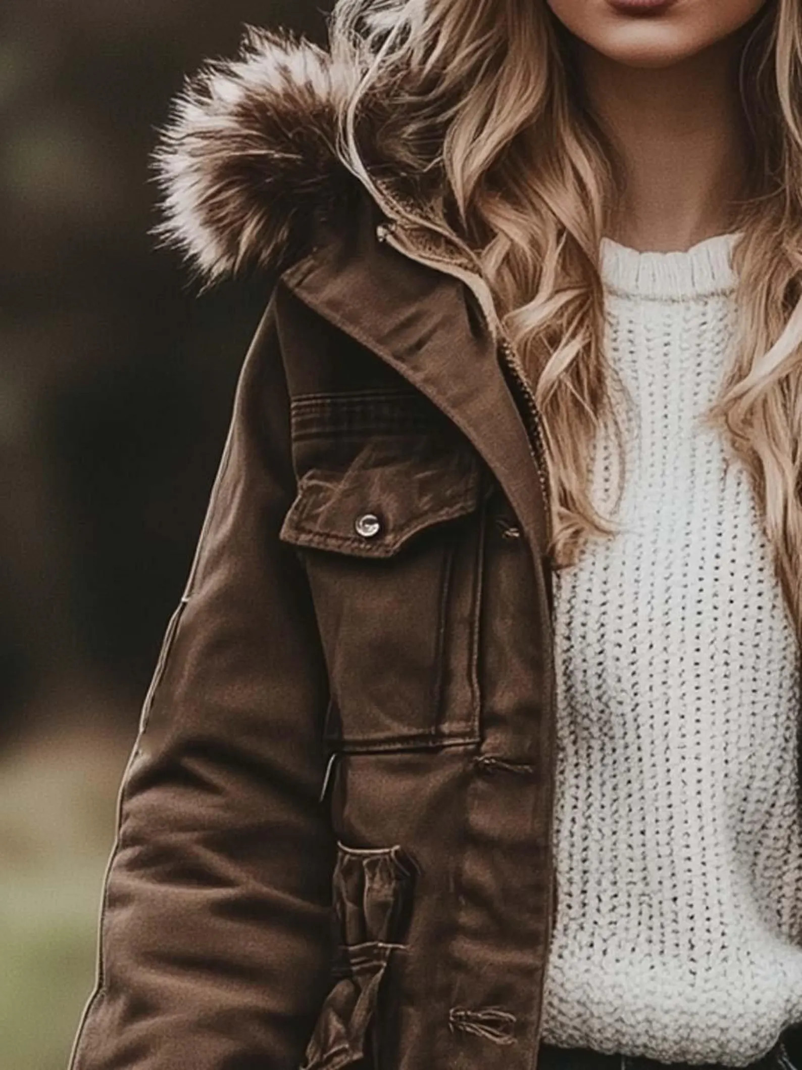 Women's Vintage Fur Hooded Work Windbreaker Jacket | Etsy (US)