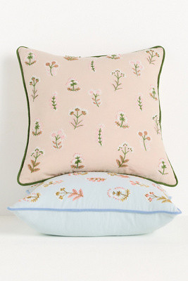 Rosalie Cotton Embroidered Floral Pillow | Anthropologie (US)