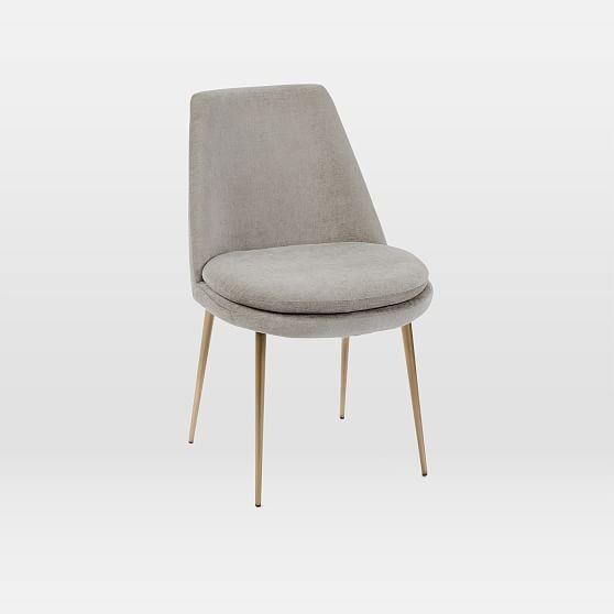 Finley Low Back Dining Chair, Distressed Velvet, Light Taupe, Light Bronze | West Elm (US)