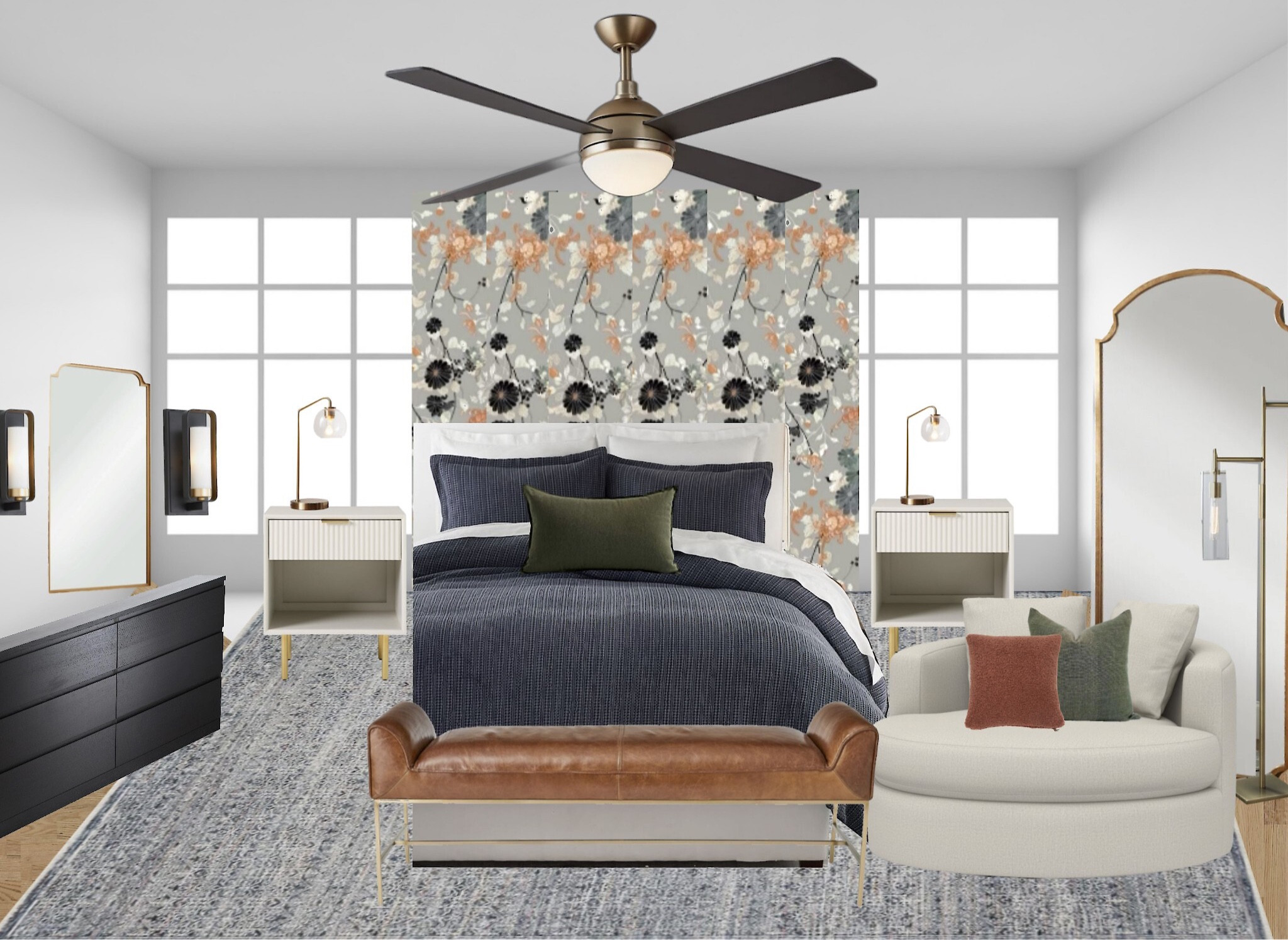 We absolutely love this chic bedroom design with plenty of places to rest after a long day!

The gold accents really bring this room together and we can’t wait to show it to you when it’s complete!

#LTKhome