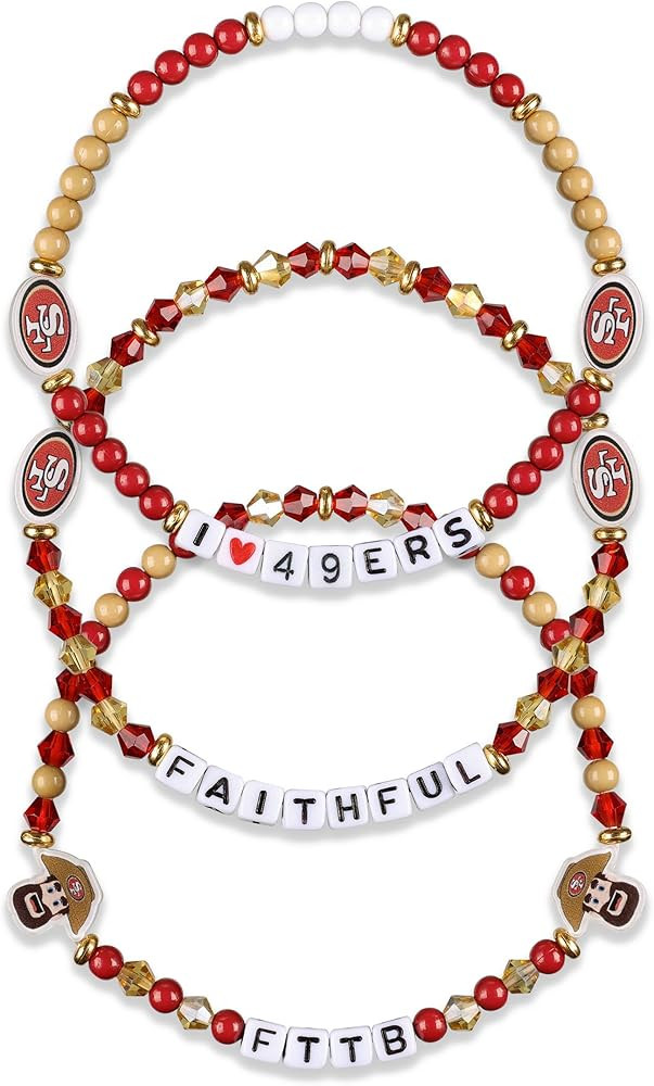 FOCO NFL Unisex-Adult NFL Team Logo Officially Licensed 3-Pack Beaded Friendship Bracelets | Amazon (US)