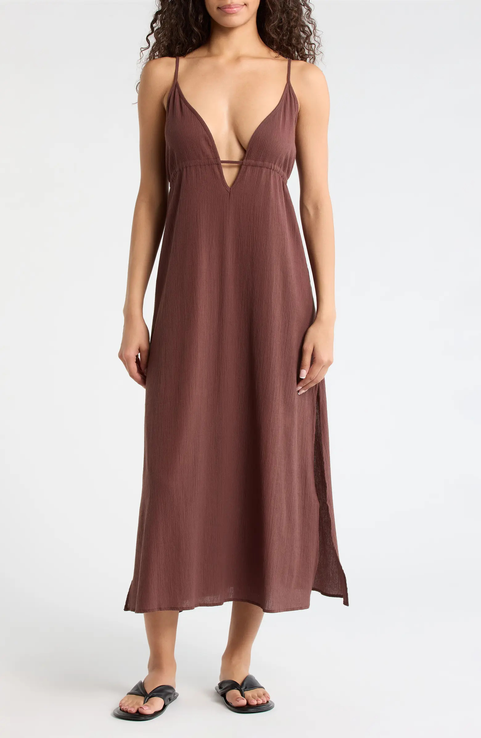 Crinkle Gauze Cover-Up Midi Dress | Nordstrom