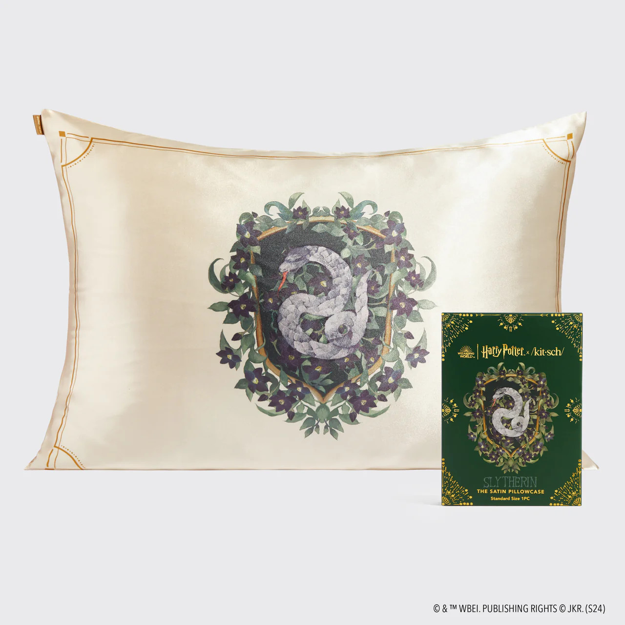 Kitsch x Harry Potter Satin Pillowcase in Slytherin | Kitsch