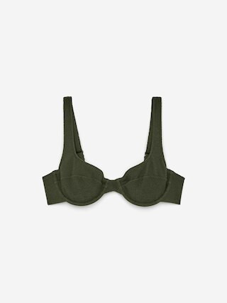 Crinkle Wired Bikini Top – Khaki Green – Women – ARKET GB | Arket UK