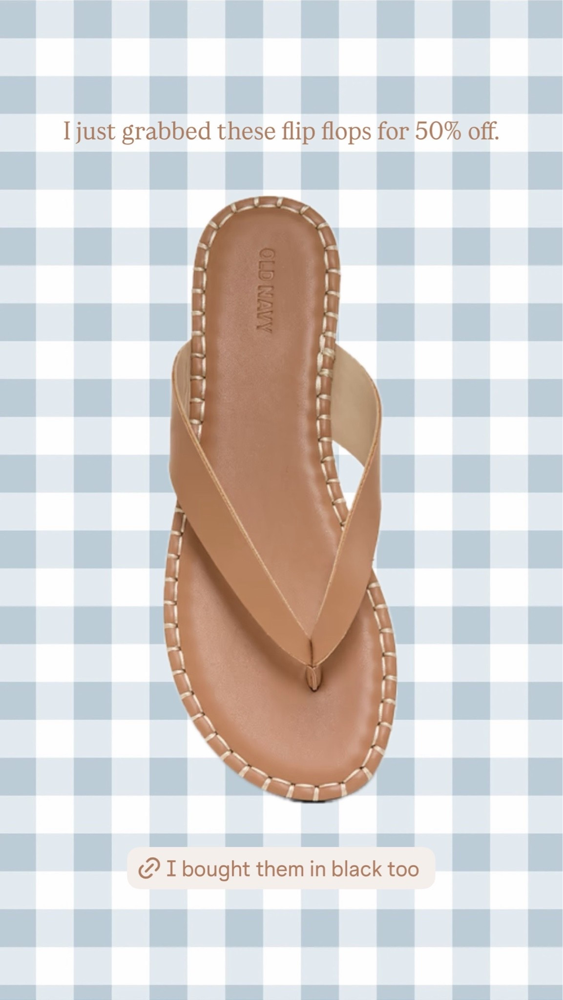 Grab these Old Navy flip flops while they’re 50% off.

#LTKSaleAlert