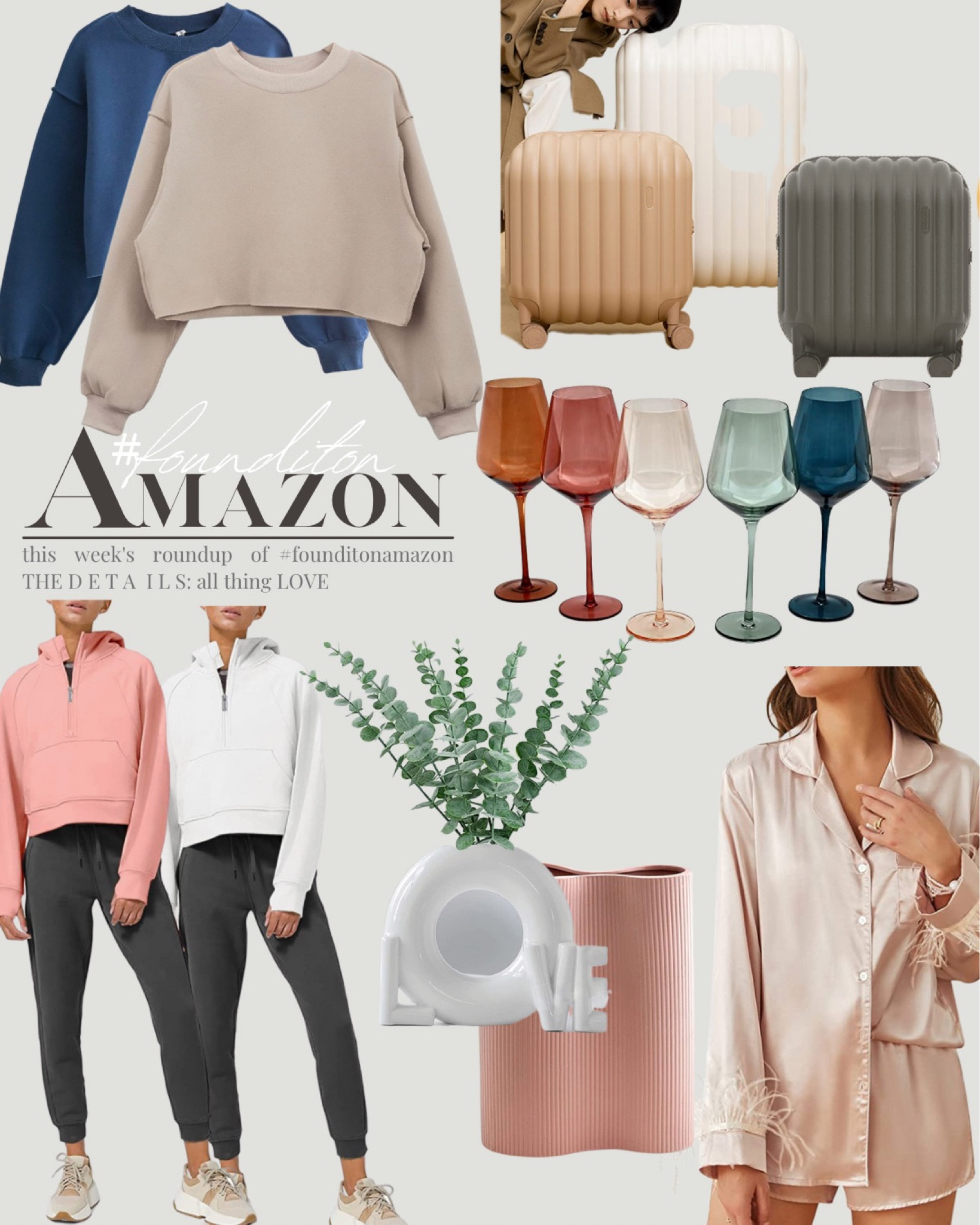 Amazon weekly roundup 

Colored glasses
Love vase 
Amazon travel 
Amazon Lululemon 

#LTKhome #LTKFind #LTKtravel