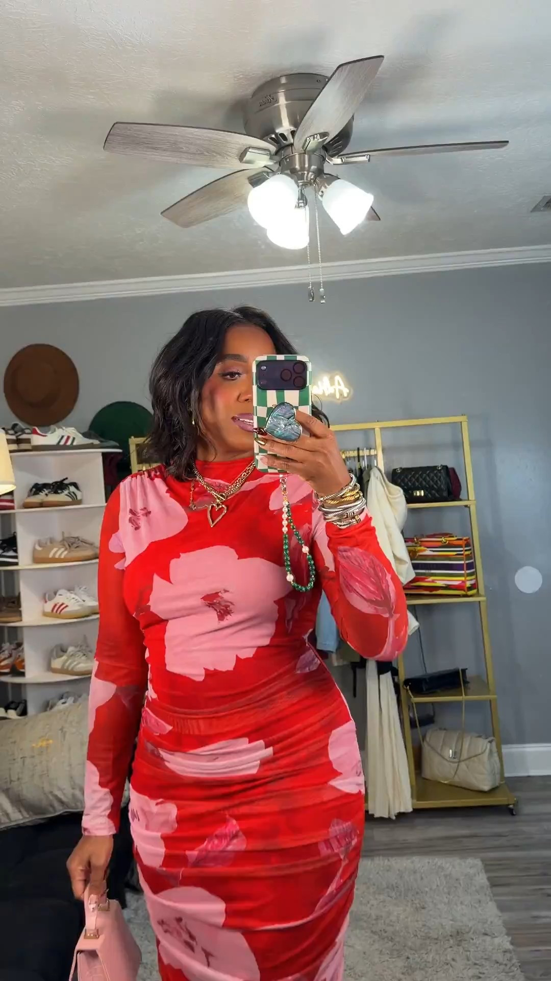 Date night but make it unforgettable ❤️🔥

This Amazon mesh floral midi dress is EVERYTHING. The ruching is so flattering, it hugs in all the right places, and the red + pink combo is bold without doing too much. Stretchy, comfortable, and perfect for a night where you want to feel confident and feminine.

Paired it with blush pumps and a mini pink bag for a soft contrast moment 💕

Perfect for:
• Date night
• Valentine’s dinner
• Anniversary
• Birthday dinner
• Girls night out
• Romantic vacation dinner

Amazon finds really don’t miss 👏🏾 Linked for you in my LTK.

#datenightoutfit #amazonfashionfinds #fashionover40 #midsizedfashion #amazonstyle #datenightlook #elevatedstyle #grownwomanstyle