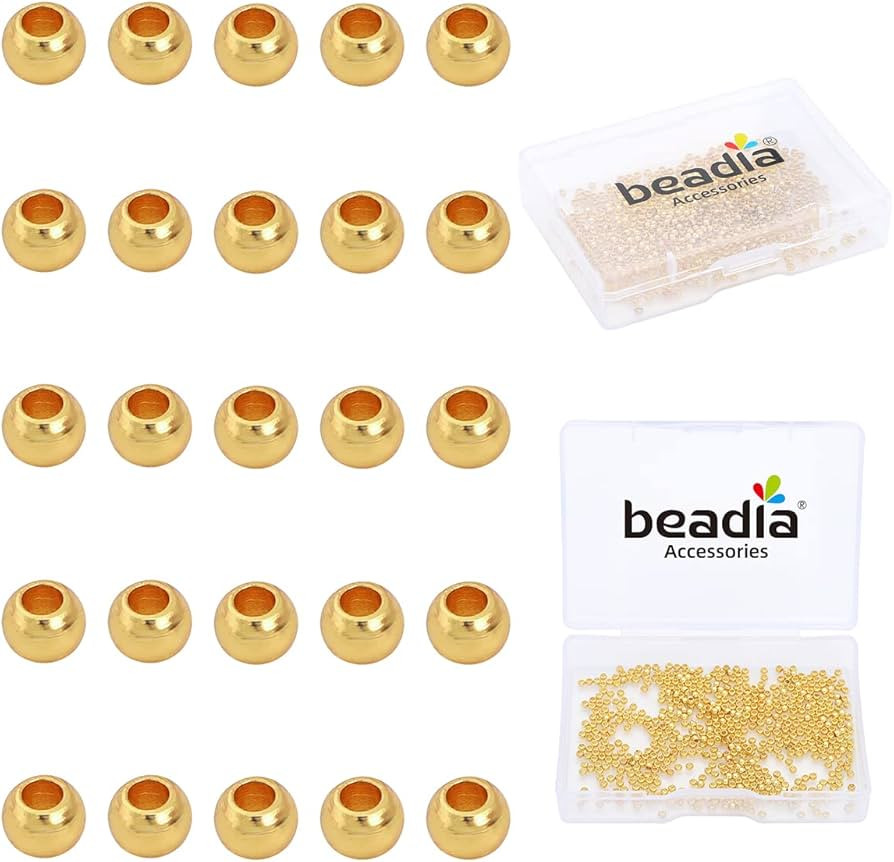 14K Gold Plated Round Spacer Beads 2mm 600pcs for Jewelry Making Findings Non Tarnish | Amazon (US)