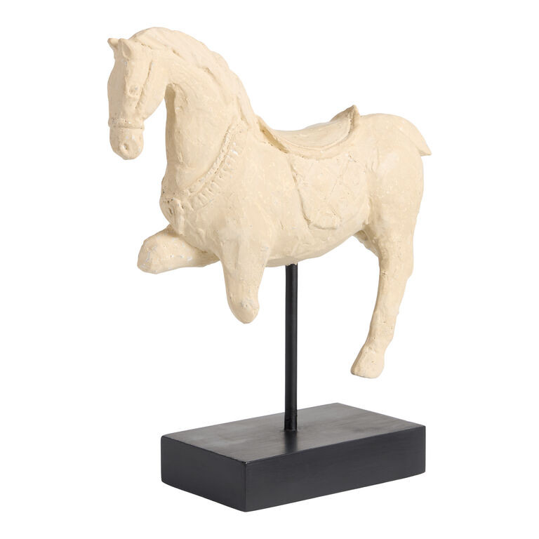 CRAFT Cream Distressed Resin Horse Decor with Stand | World Market